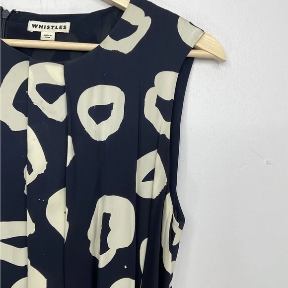 Whistles Marisa Loop Print Draped Dress Size 12 Blue Midi - Picture 9 of 9